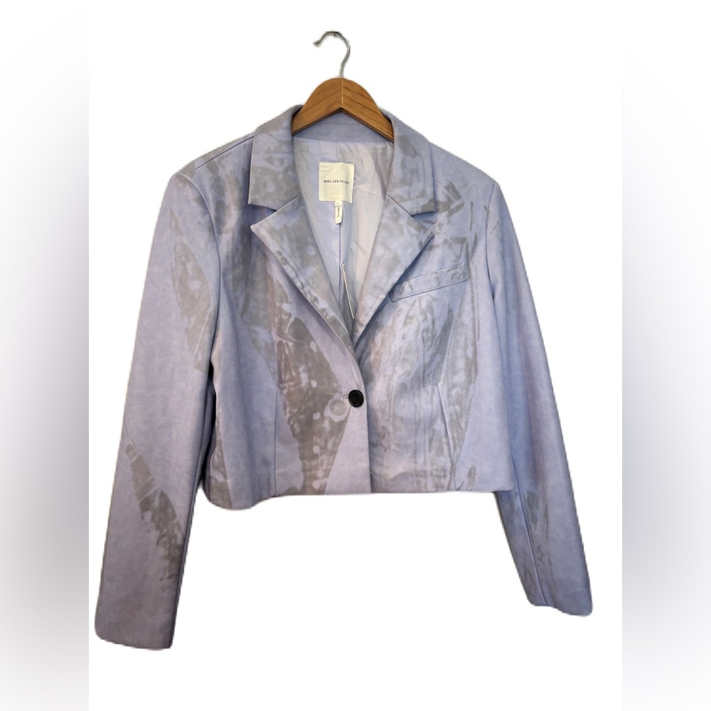 Anthropologie Avec Les Filles Lilac Marbled Faux Suede Cropped Jacket Size L